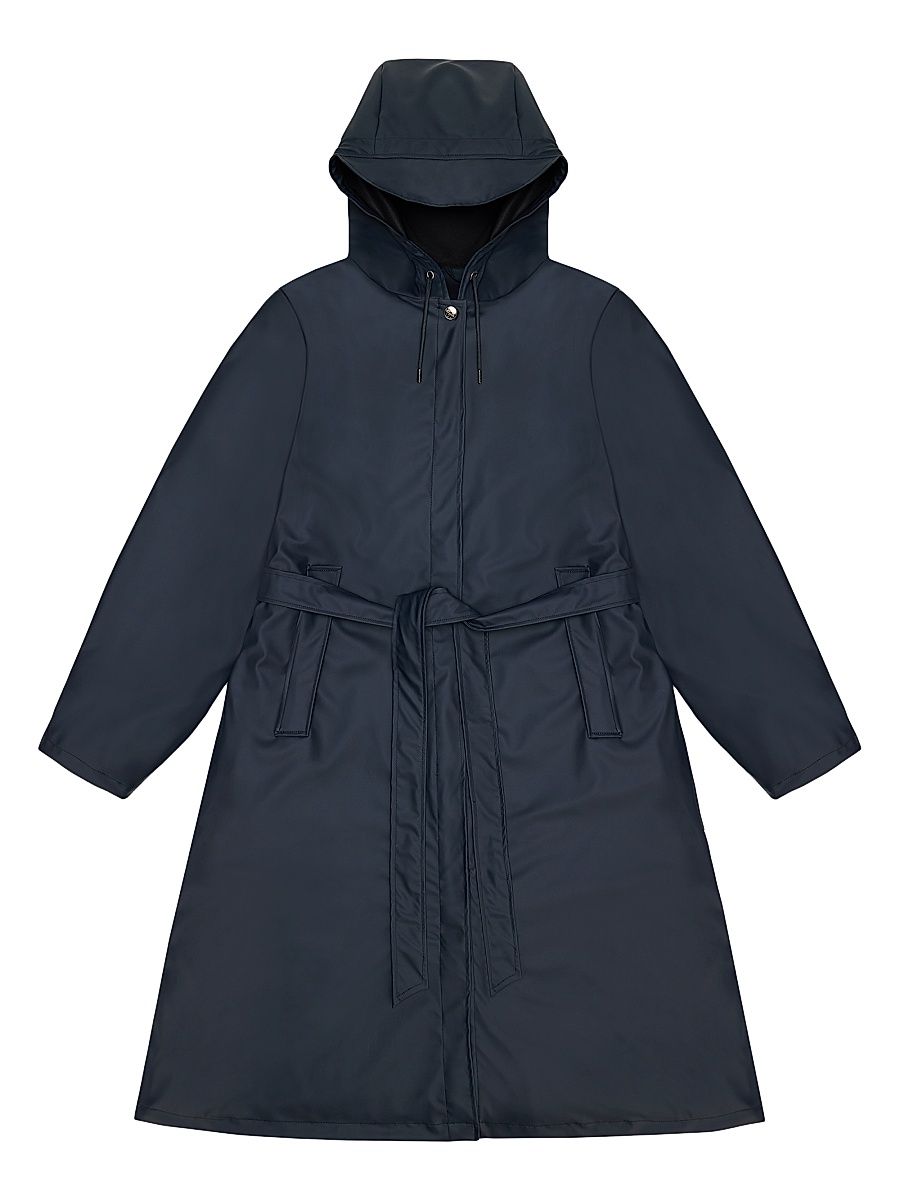 Rains Women's A-Line Longer W Jacket - Navy - Size XL