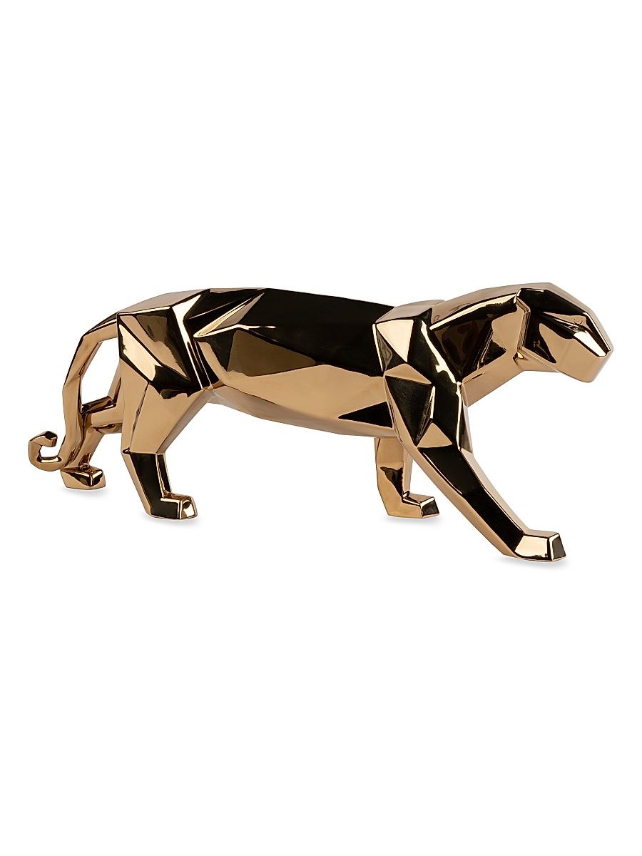 Origami Panther Porcelain Sculpture - Golden