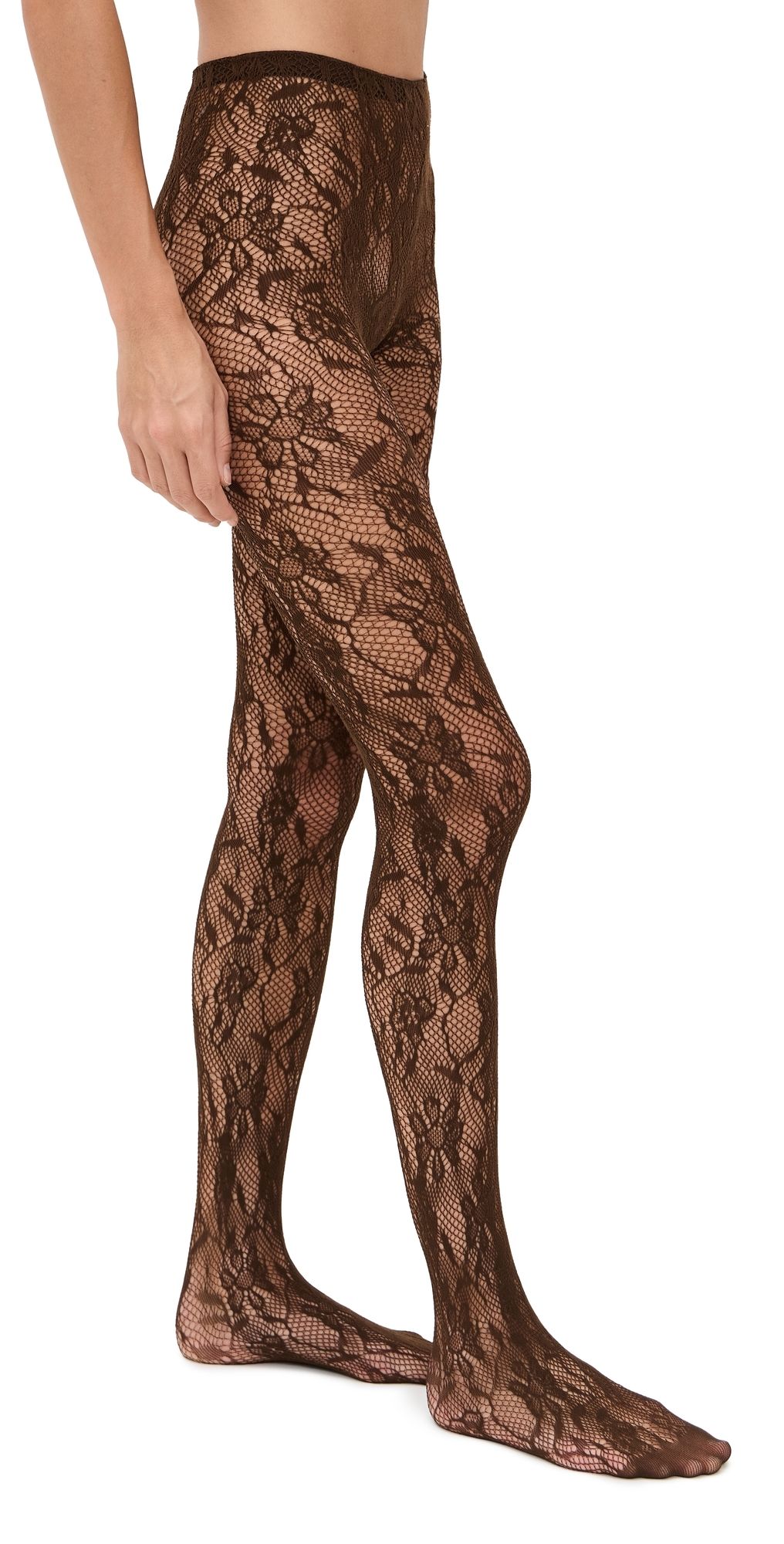 Stems Aria Mesh Tights Brown One Size