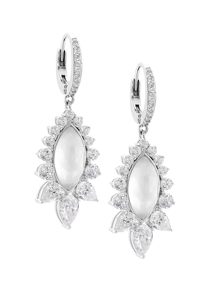 Women's Taylor Navet Rhodium-Plated & Cubic Zirconia Drop Earrings - Silver Crystal
