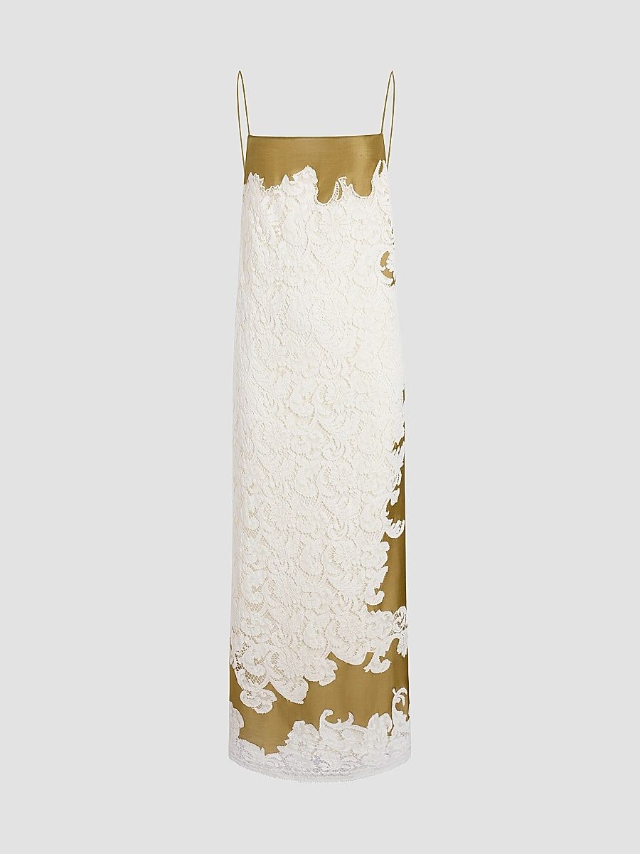 Khaite Women's Nevis Lace-Silk Voile A-Line Slipdress - Bronze - Size XS