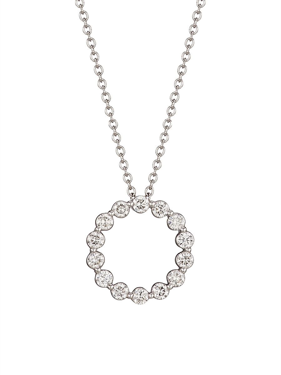 Women's 14K White Gold & 1 TCW Diamond Hoop Pendant Necklace - White Gold