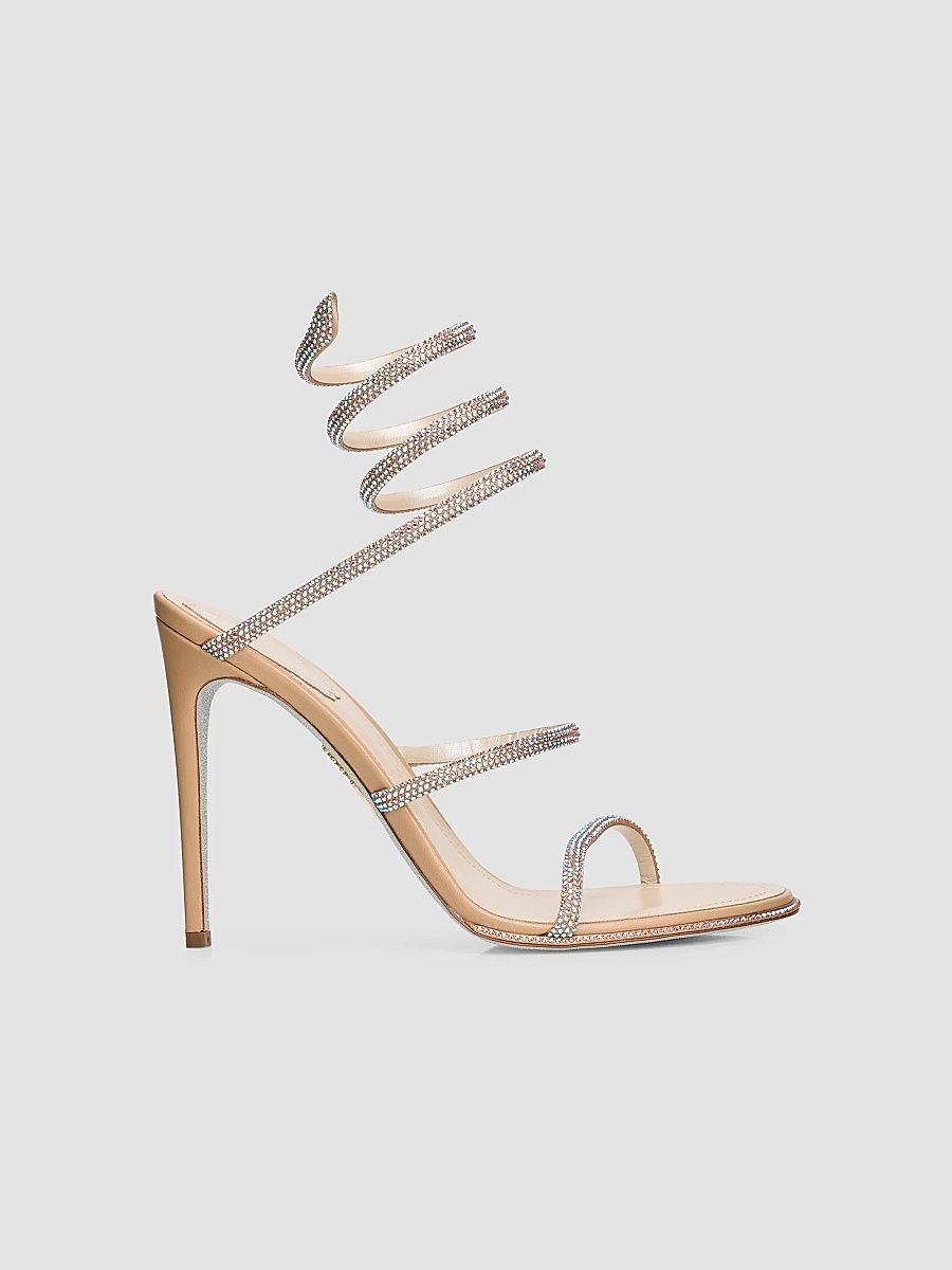 Rene Caovilla Women's ​Cleo 105MM Satin Sandals - Beige - Size 10