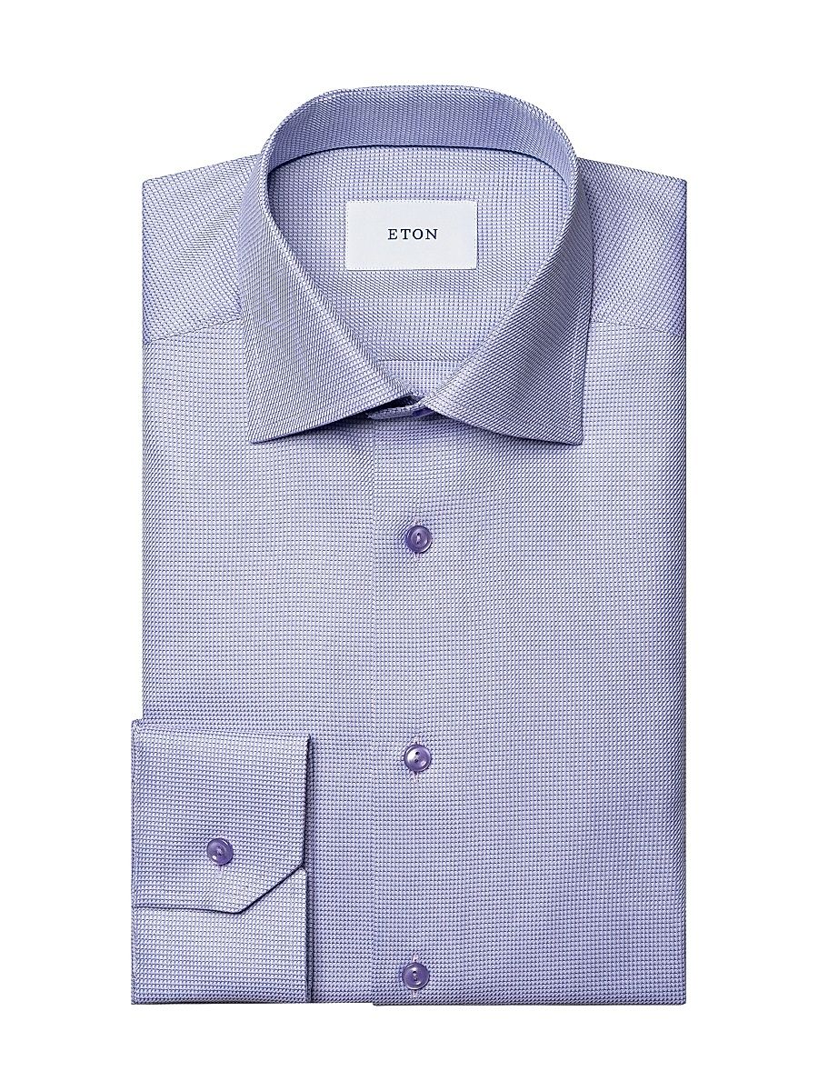 Men's Contemporary Fit Textured Twill Shirt - Light Purple - Size 17.5