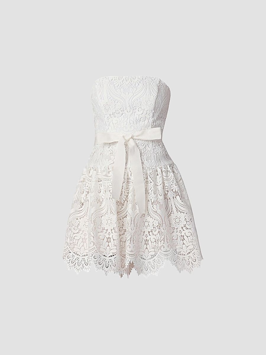 Shoshanna Women's Ester Lace Strapless Minidress - Porcelain - Size 14