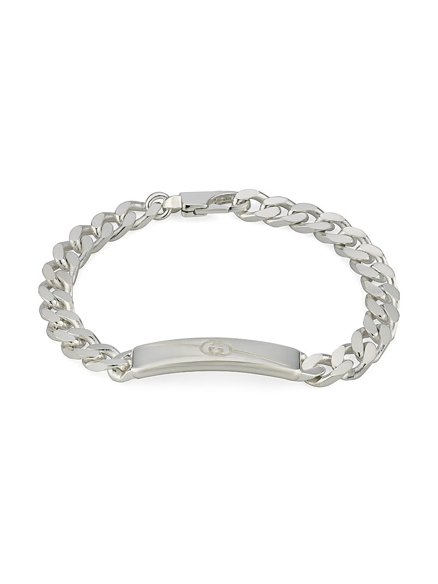 Men's Sterling Silver Gucci Tag Bracelet - Silver - Size XL