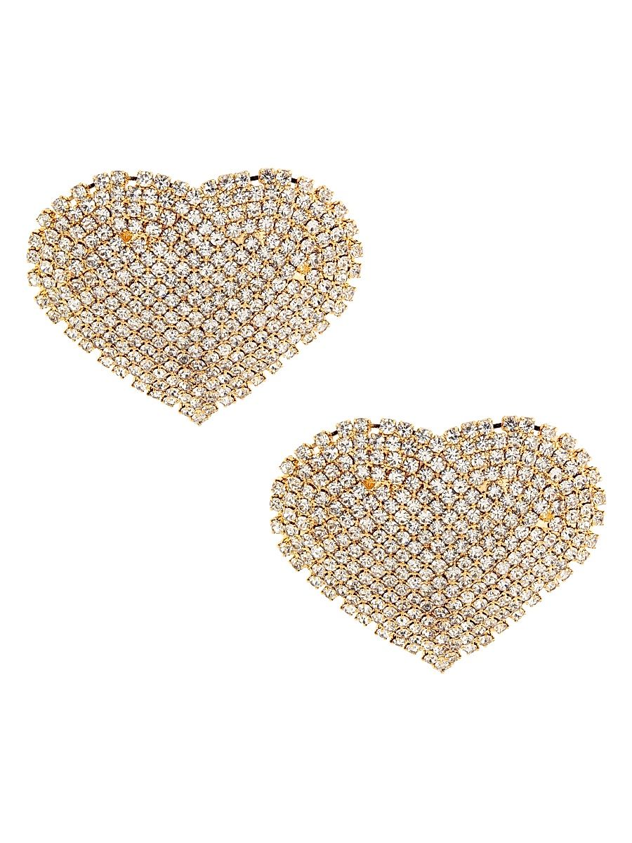 Women's Goldtone & Crystal Heart Pavé Earrings - Gold