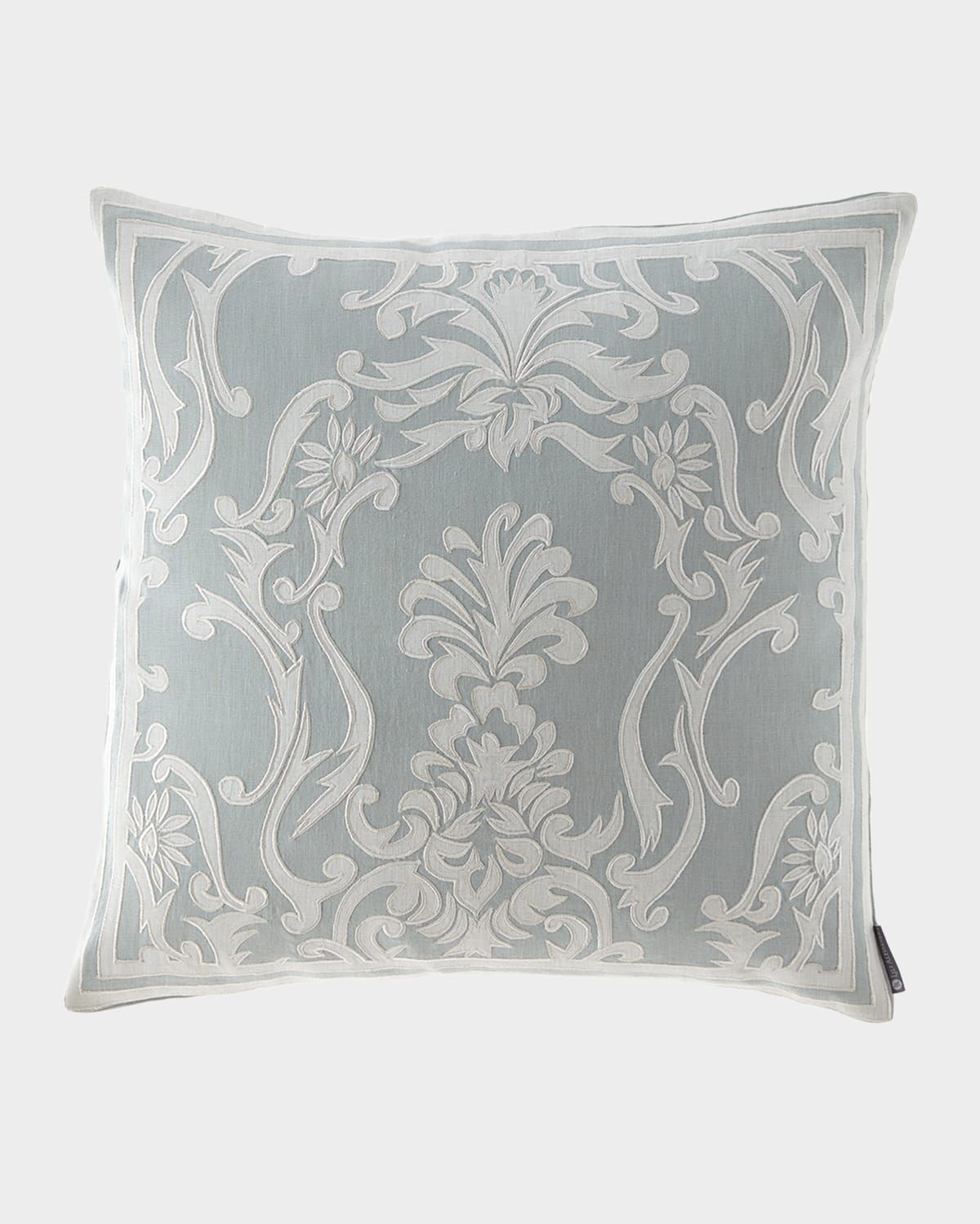 Louie Sqaure Pillow Spa Linen / White Linen Appliqué 22X22