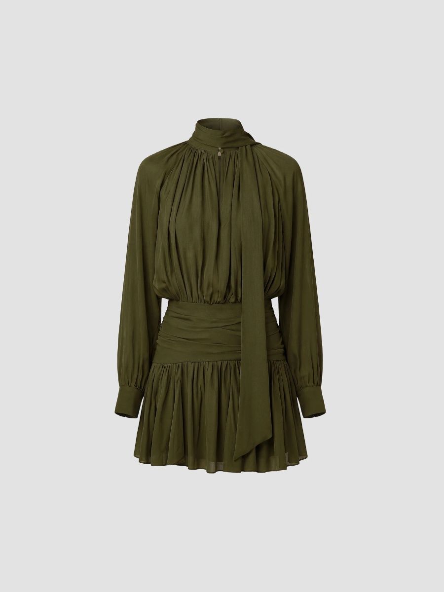 Nicholas the Label Women's Courtney Tieneck Mini Dress - Olive - Size 12