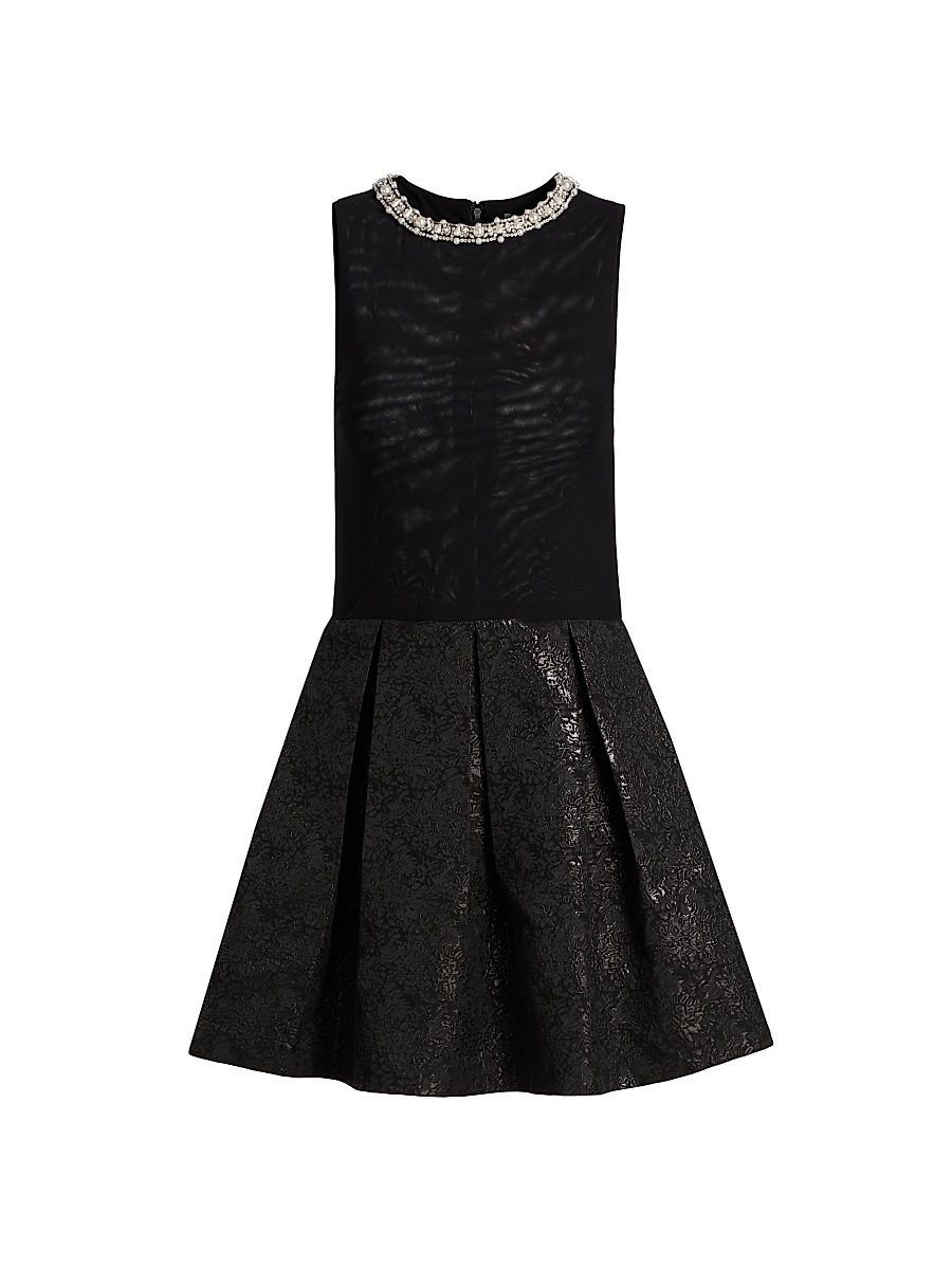 Women's Chara Embellished Mixed-Media Minidress - Black - Size 14