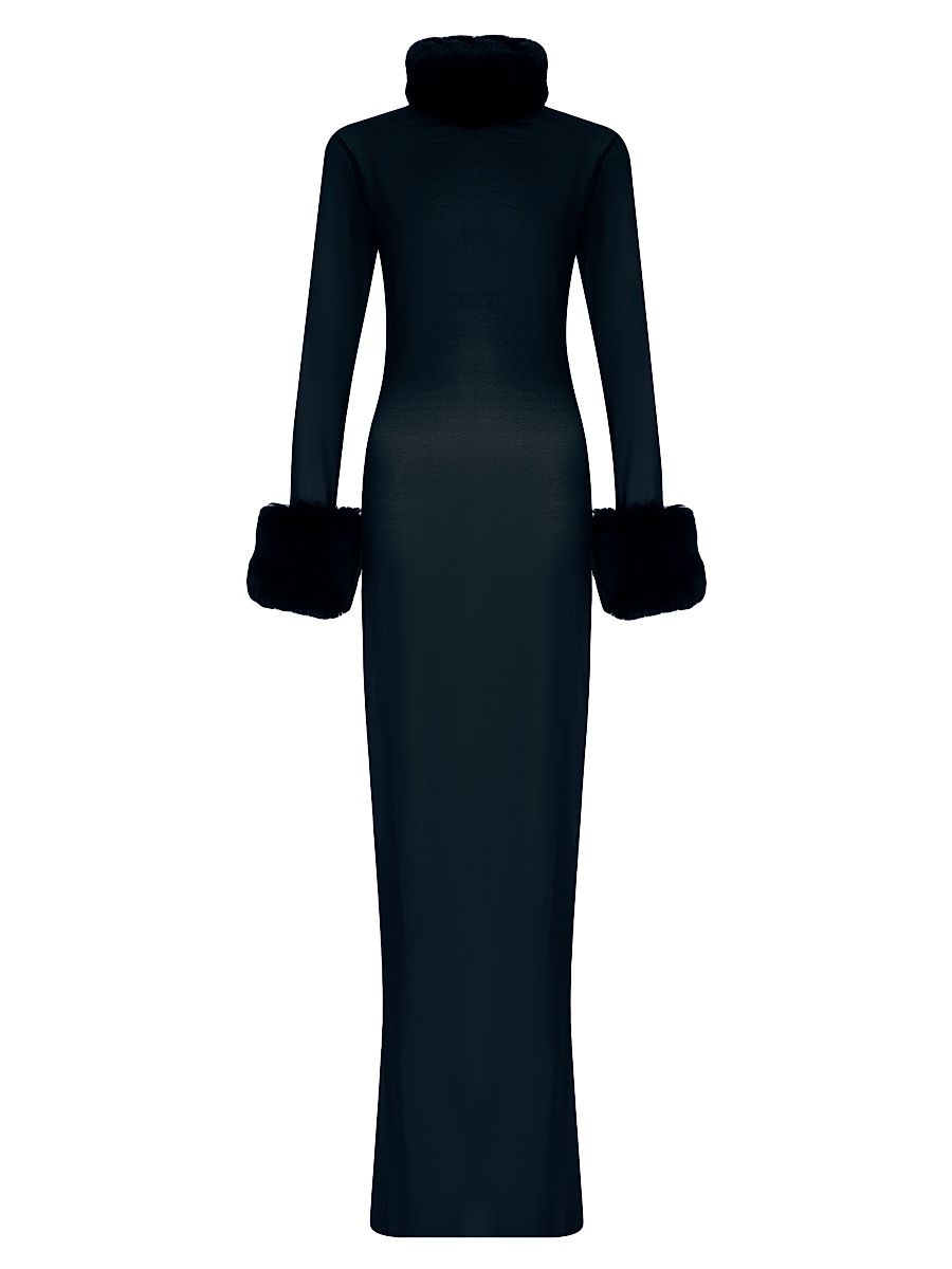 Women's Priscilla Silk & Faux-Fur Gown - Deviant - Size 4