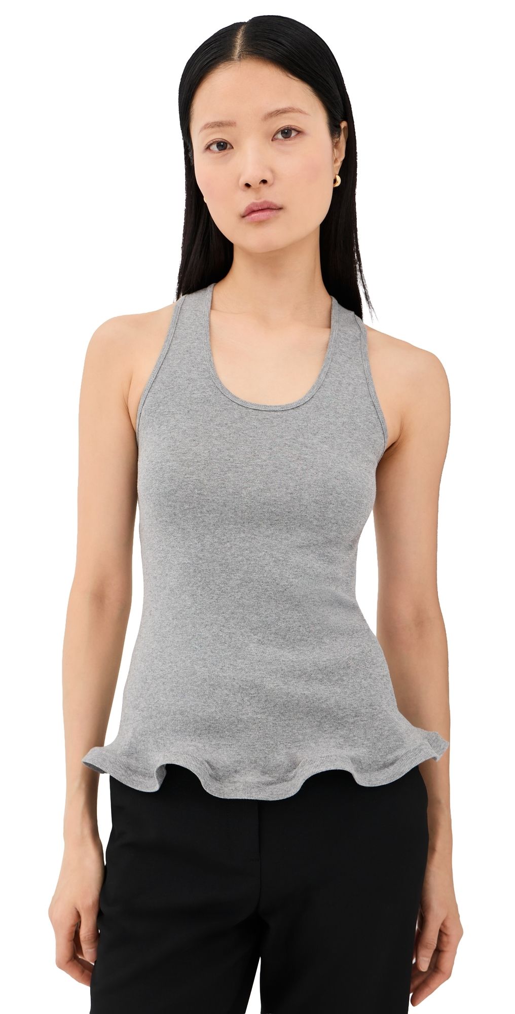 Stella McCartney Frilled Hem Rib Tank Grey Melange XS
