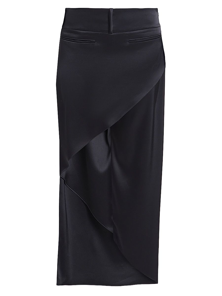 Women's Infinity Heritage Asymmetric Satin Maxi Skirt - Black - Size 8