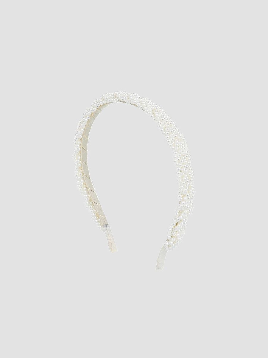 Girl's Pearl Embellished Headband - White