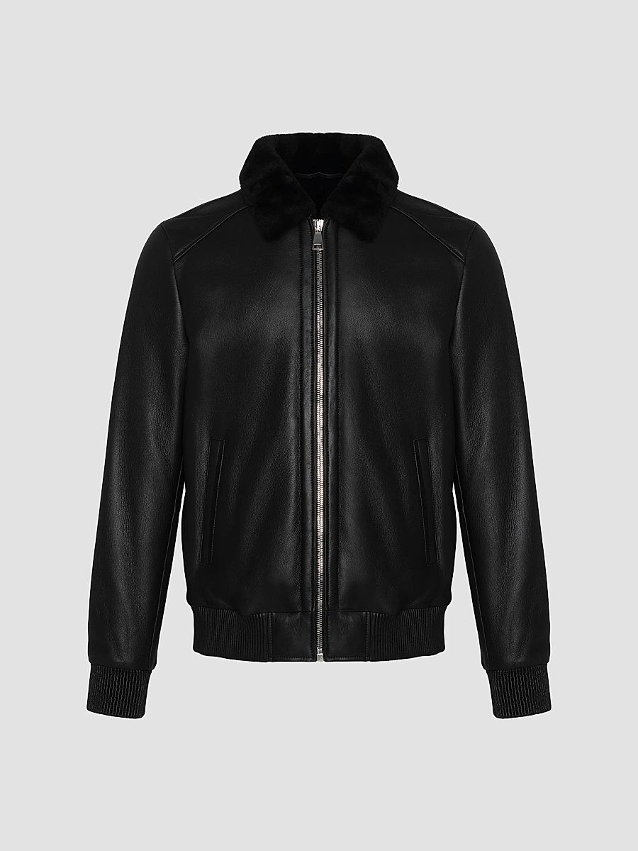 Men's Merino Shearling Lamb Jacket - Black - Size XL