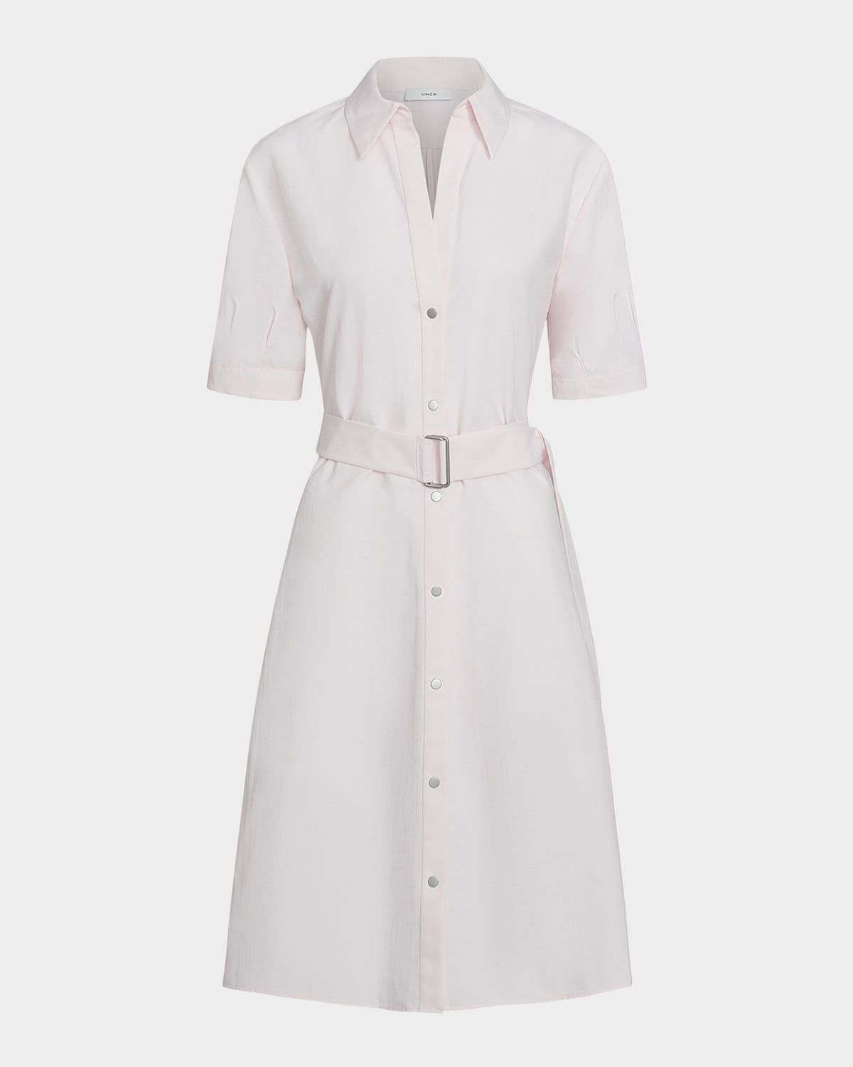Short-Sleeve Belted Shirtdress