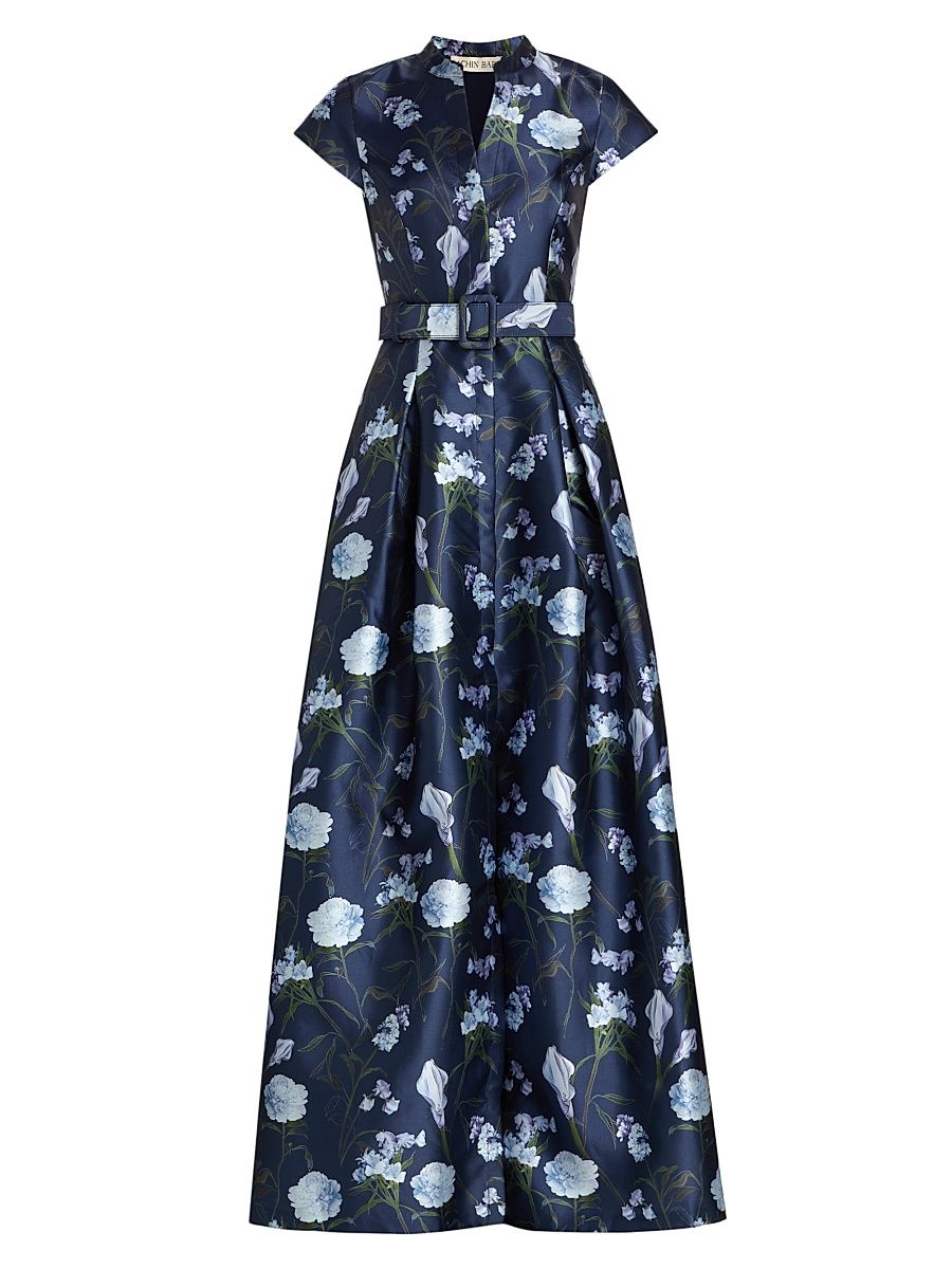 Women's Marta Floral Mikado Gown - Glacial Bouquet - Size 8