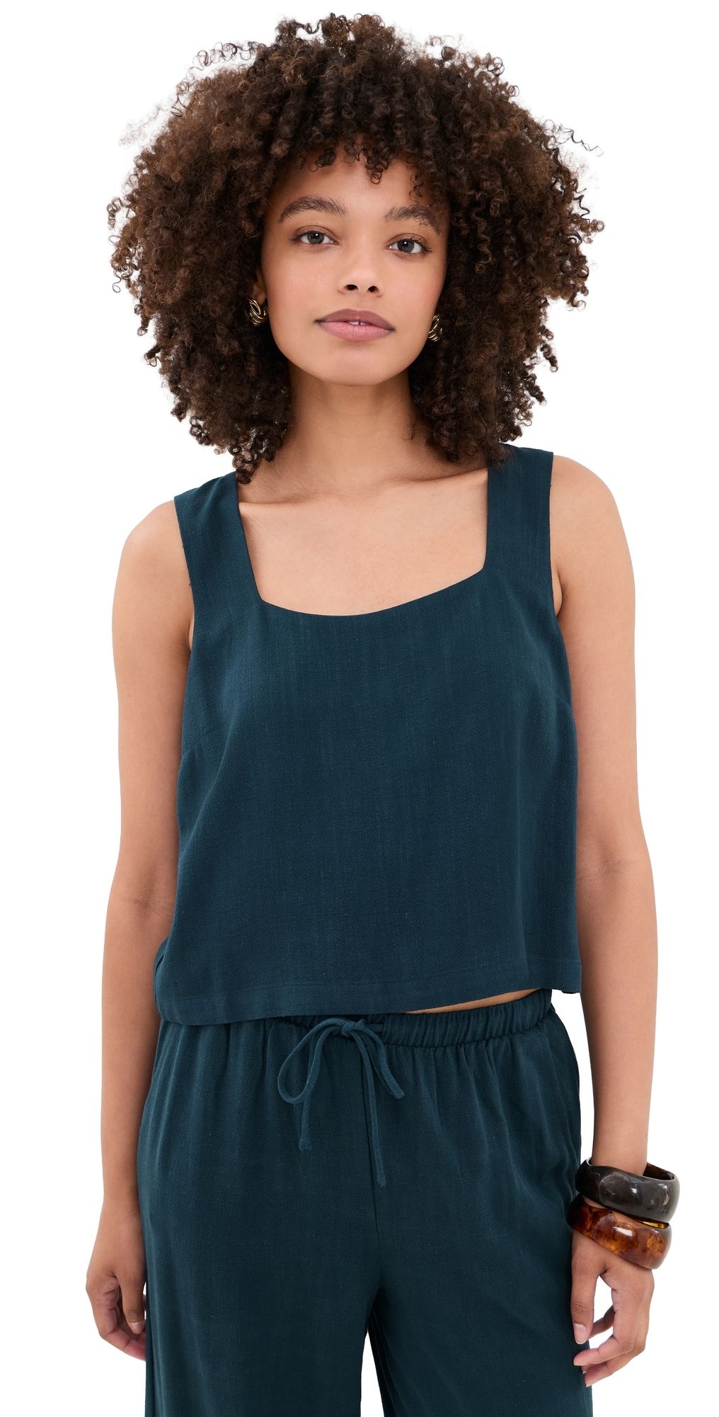 Z Supply Charli Cropped Linen Tank Eclipse S