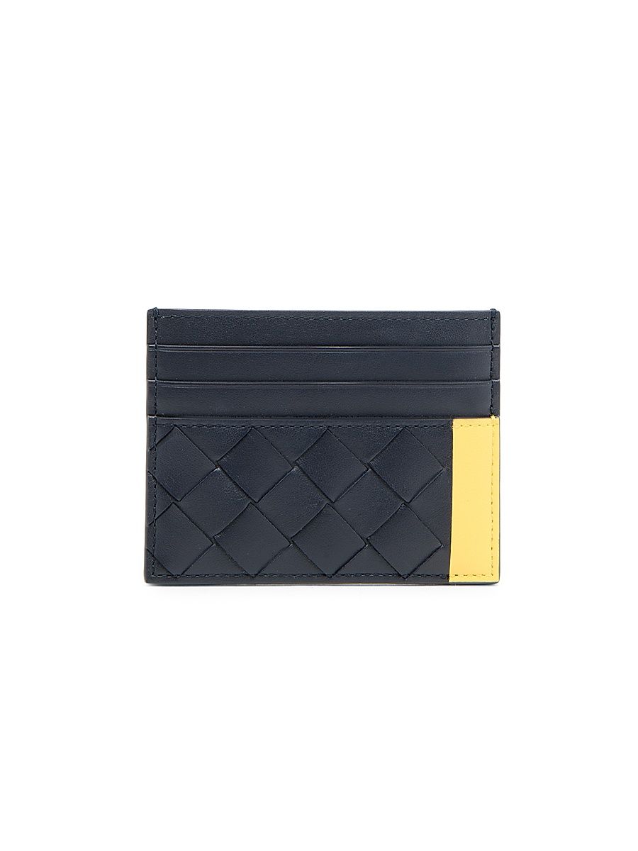 Men's Intrecciato Leather & Hardware Card Holder - Midnight Taxi