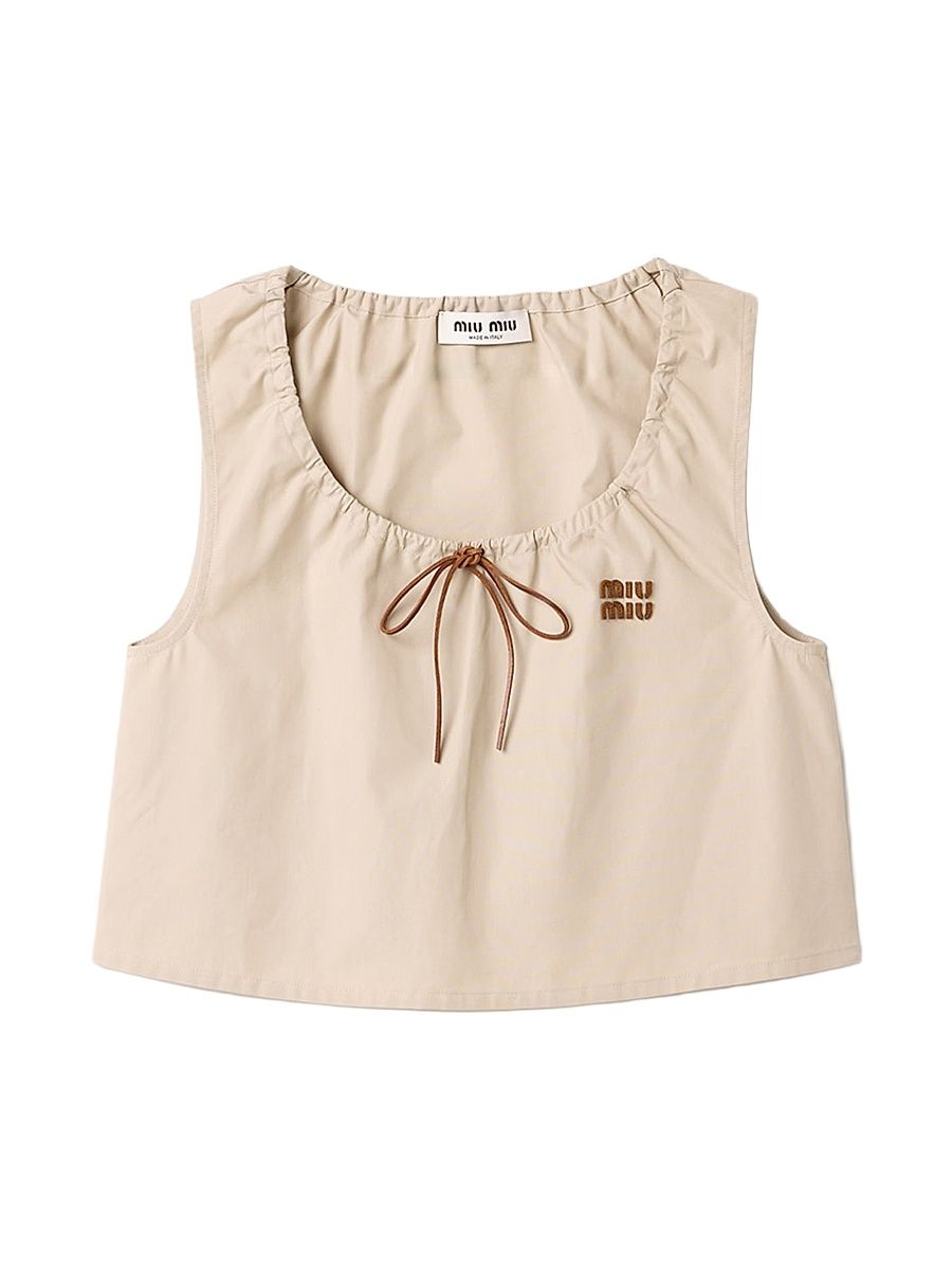 Women's Panama Cotton Crop Top - Beige Khaki - Size 6