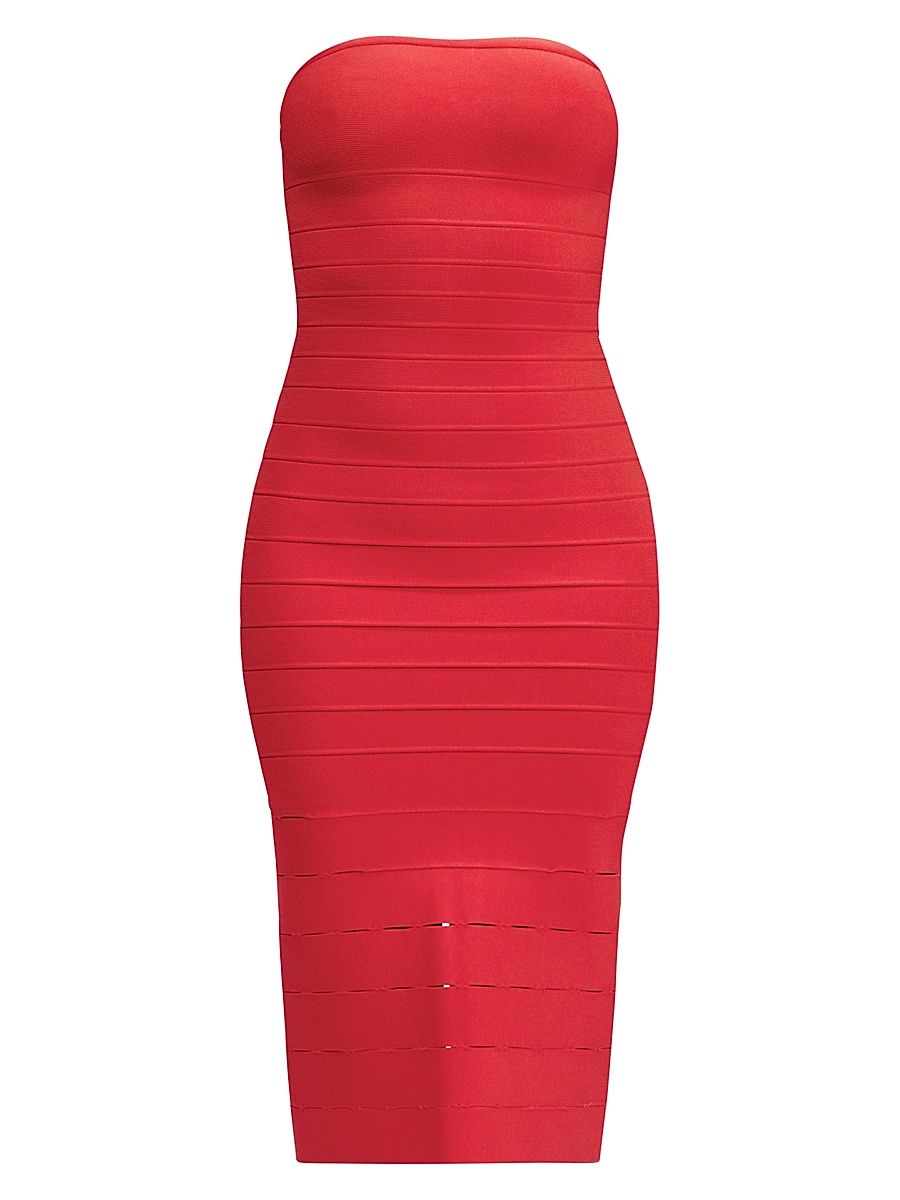 Women's Cassidy Bandage Strapless Midi-Dress - Chili - Size Large