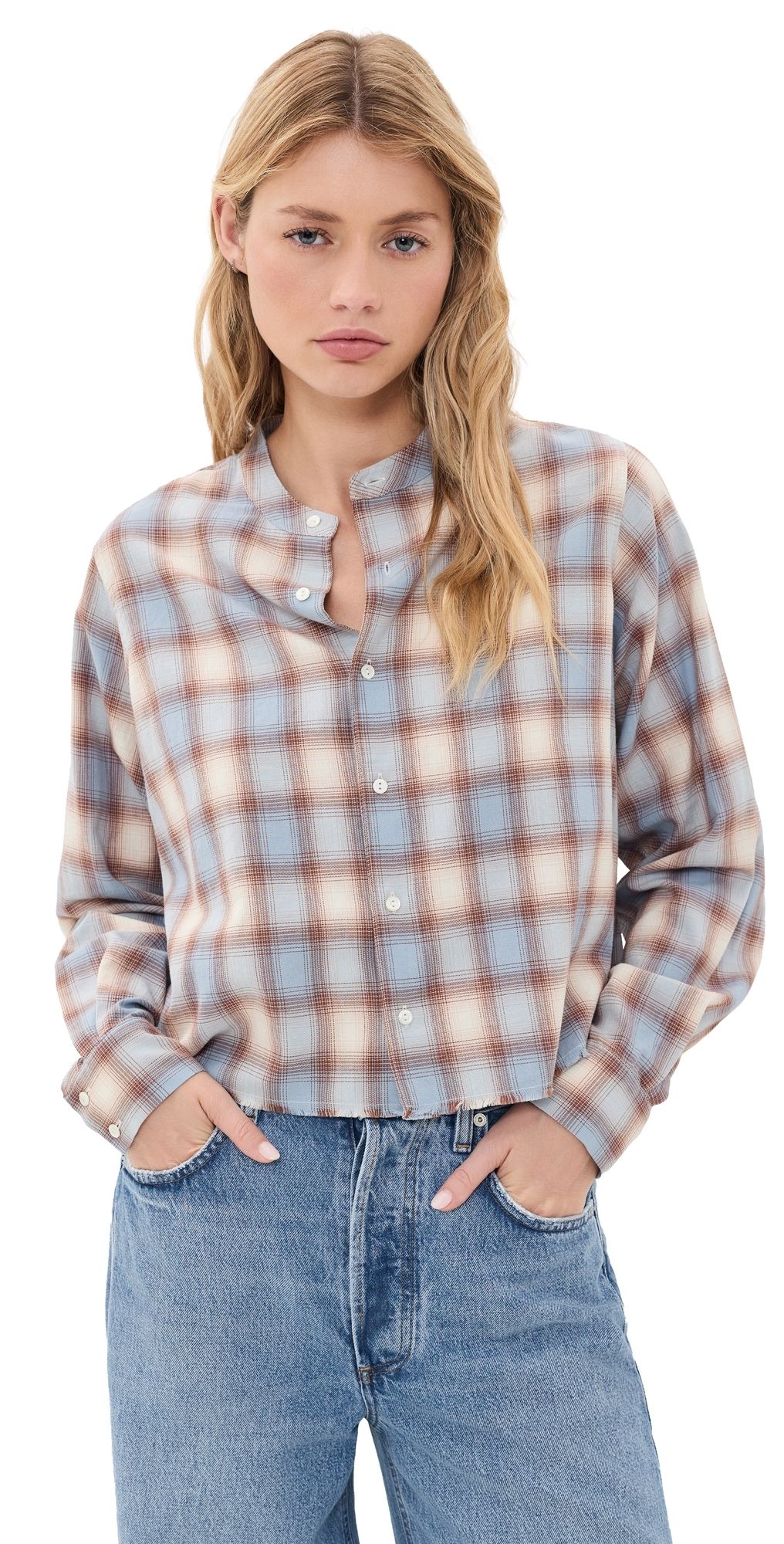 RE/DONE Bianca Shirt Bluebell Plaid XS