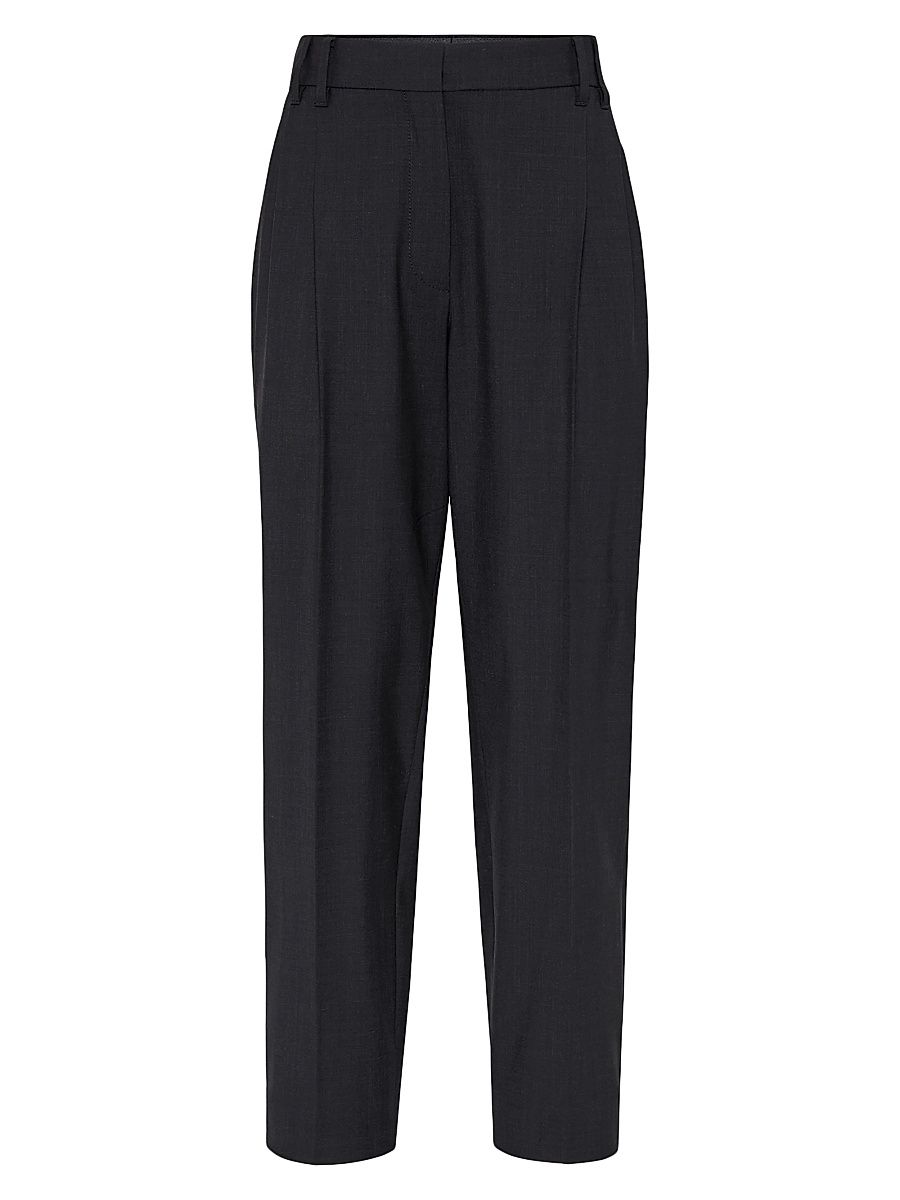 Women's Tropical Luxury Wool Slouchy Trousers - Lignite - Size 12
