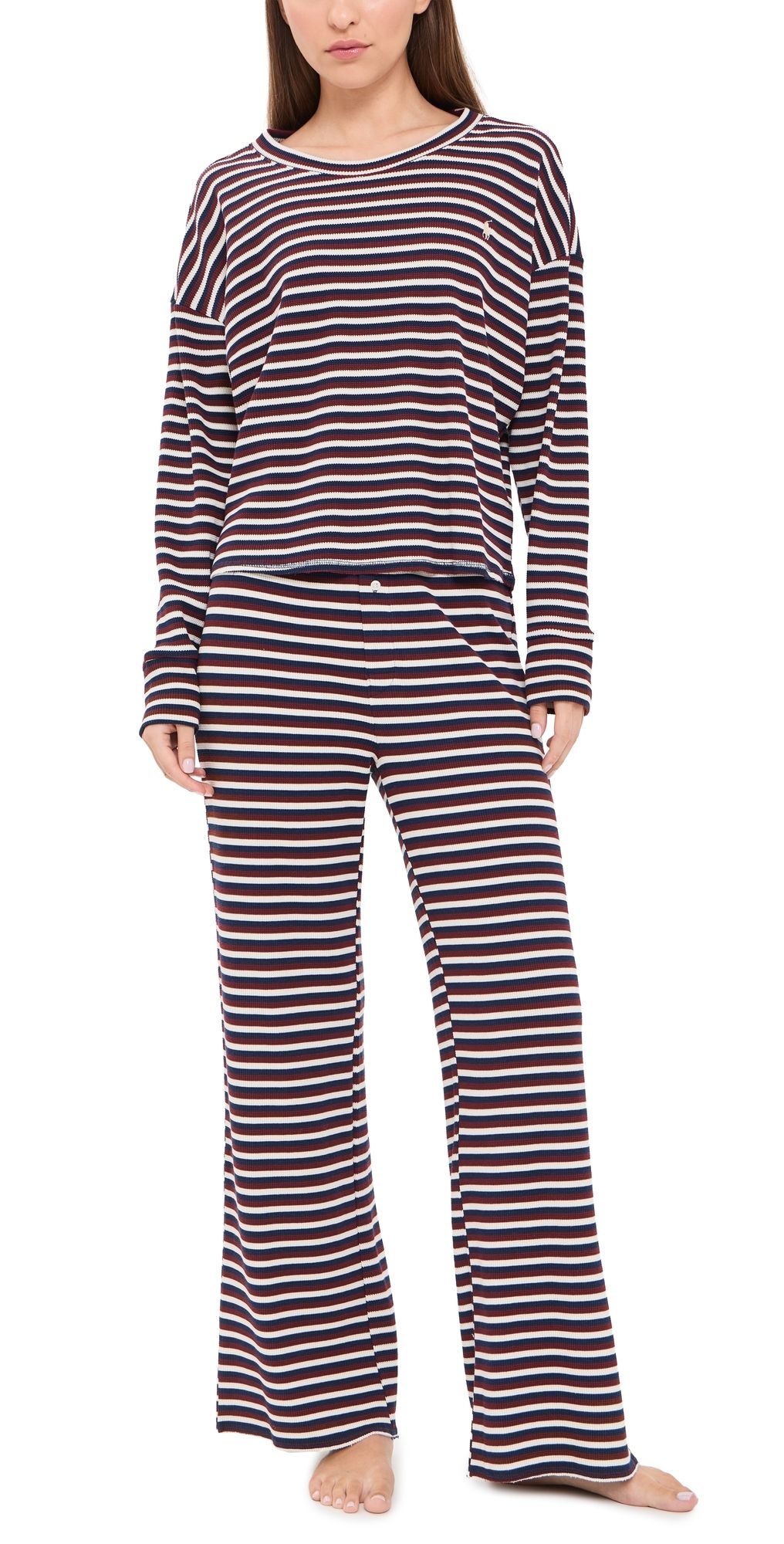 Polo Ralph Lauren Sleep Club Waffle Knit Pajama Set Cooper Yd Stripe XXS