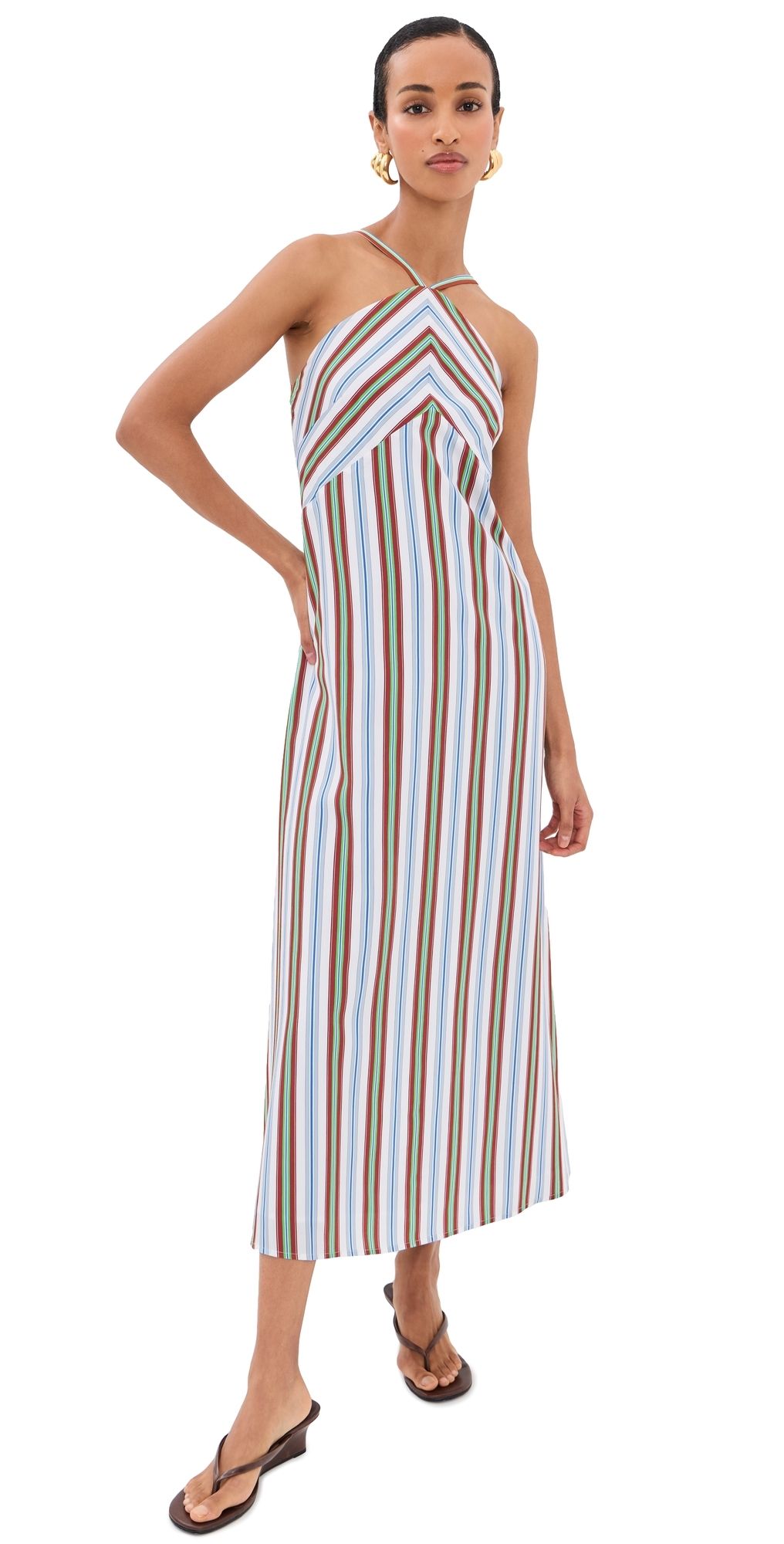 Rosie Assoulin Call Me Maybe Maxi Dress Blue/Green Stripe 2