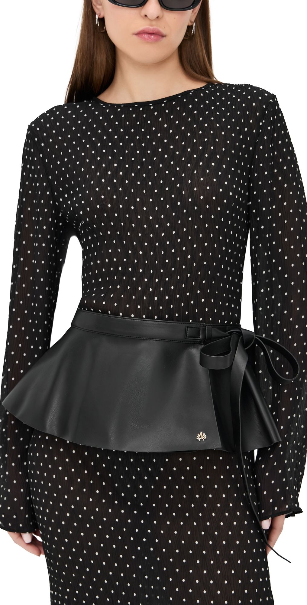 Lele Sadoughi Faux Leather Peplum Belt Jet One Size