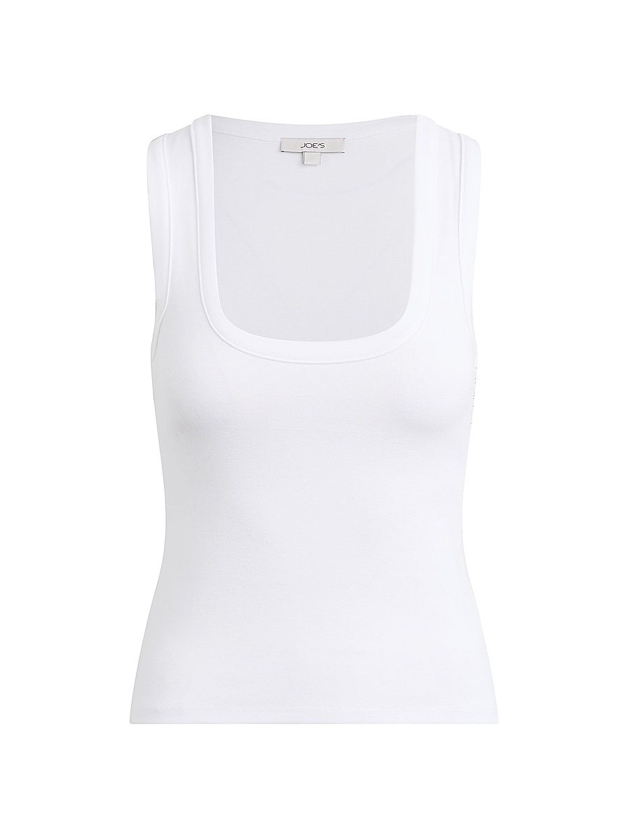 Women's The U-Neck Cotton-Blend Tank - Optic White - Size XS