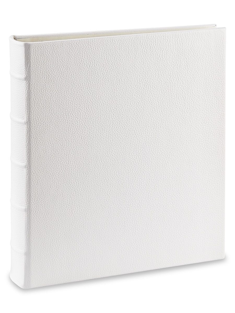 Medium Clear Pocket Pebbled Leather Album - White