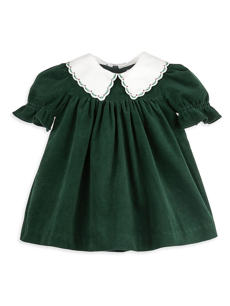 Baby Girl's Miller Embroidered Velvet Dress - Green - Size 24 Months
