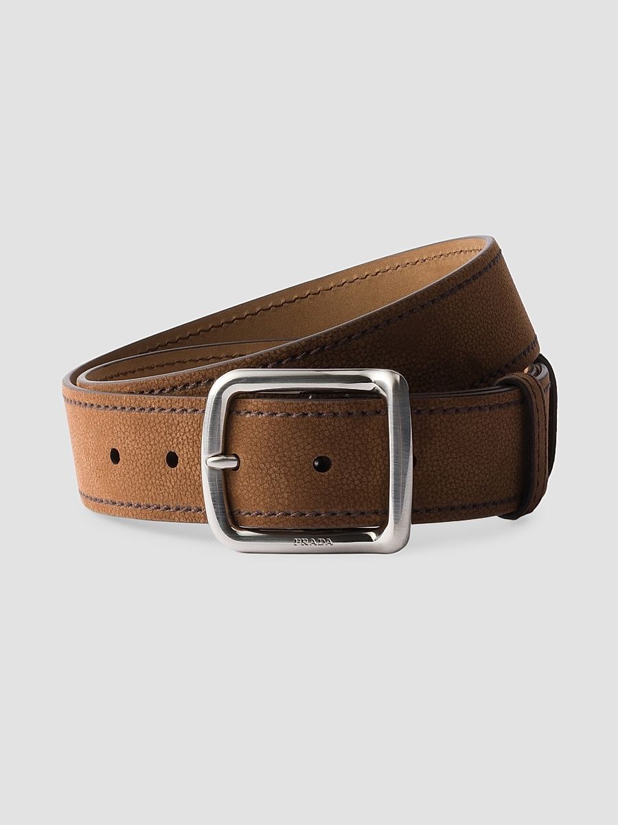 Men's Nubuck Leather Belt - Brown - Size 30
