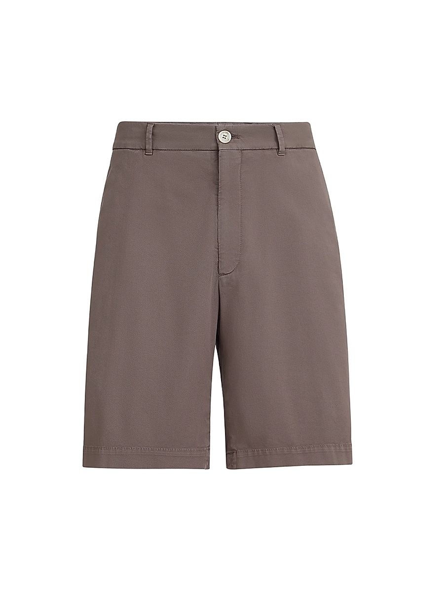 Men's Bermuda Shorts in American Pima Cotton Comfort Gabardine - Hazelnut - Size 32