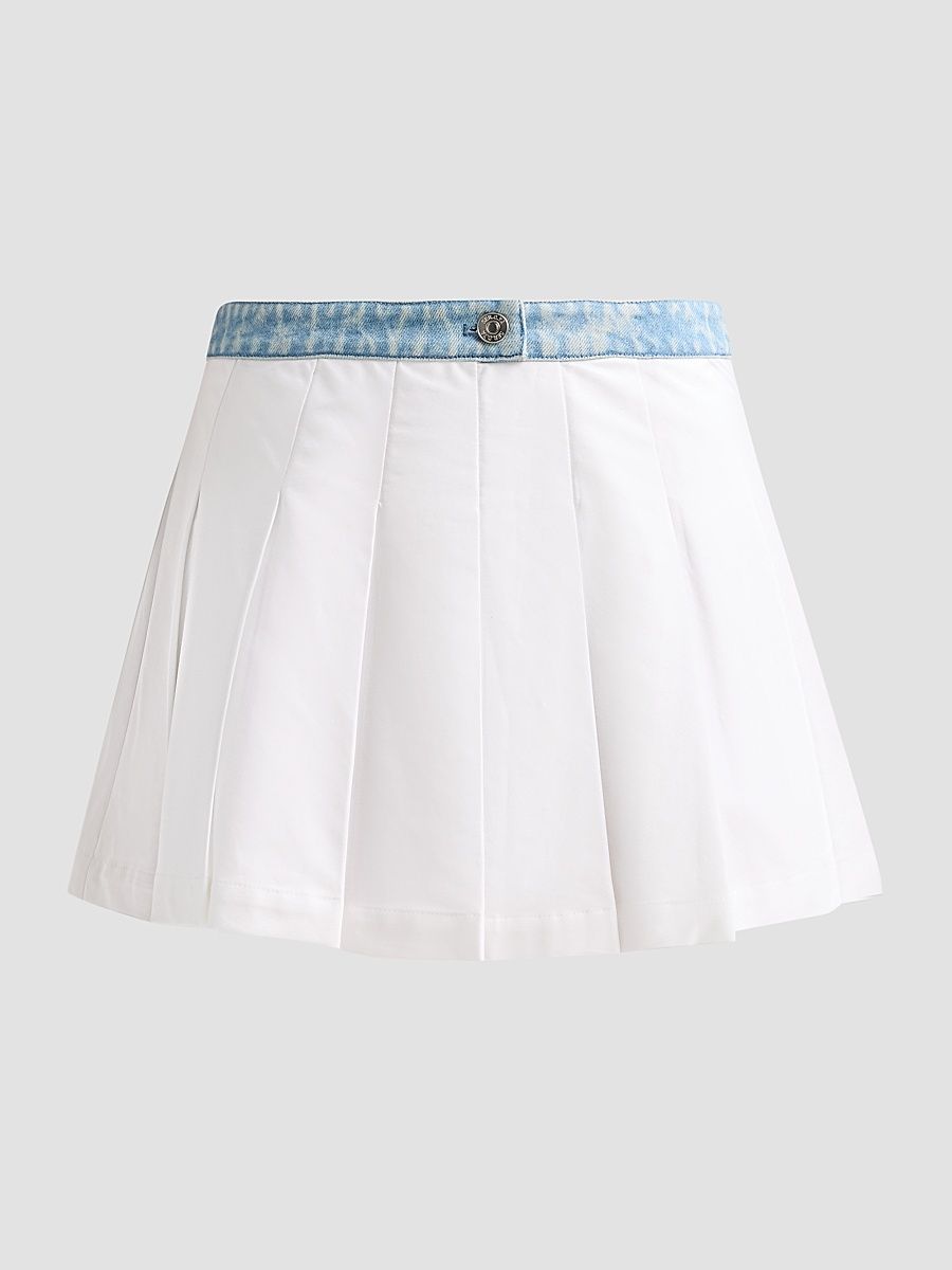 Women's Kelsie Pleated Mini Skirt - White Coastline - Size XL