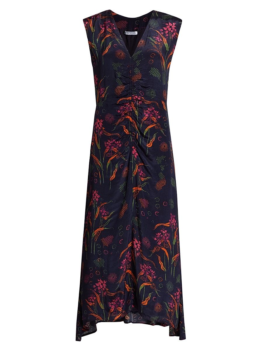Women's Arrecifes Tora Abstract Floral Midi-Dress - Navy - Size XL