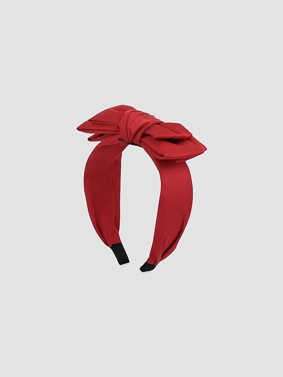 Girl's Classic Satin Bow Headband - Red
