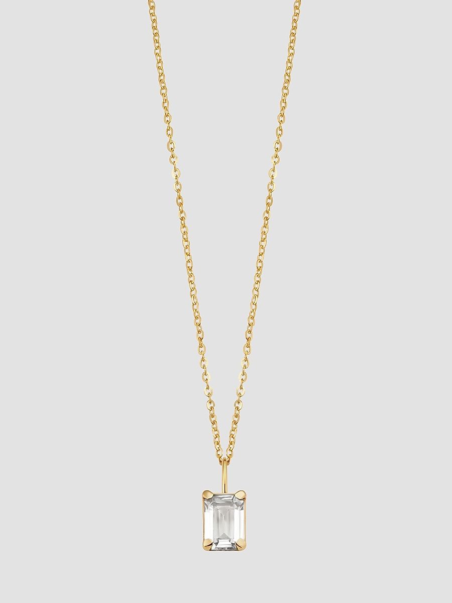 Women's Date Me Birthstone Pendant Necklace in 14K Yellow Gold - White Topaz April - Size 16