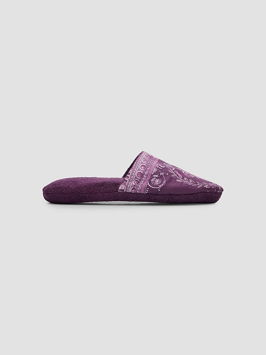 Versace Men's I Heart Baroque Cotton Terry Slippers - Mulberry - Size 6.5