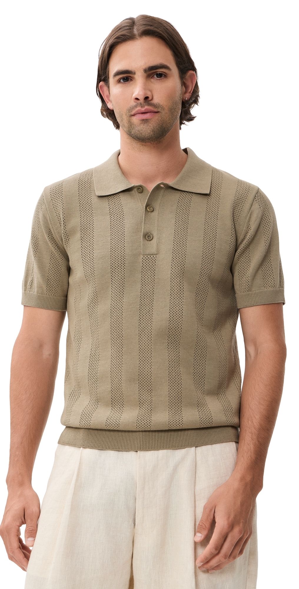 Frescobol Carioca Vidal Cotton Button Up Polo Palm Green XL