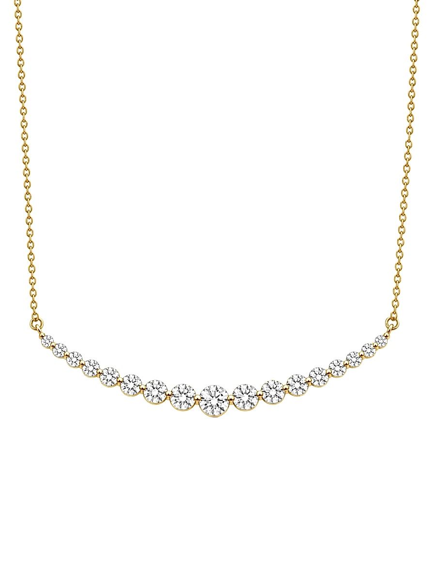 Women's 18K Yellow Gold & 3.00 TCW Lab-Grown Diamond Curved Bar Pendant Necklace - Yellow Gold