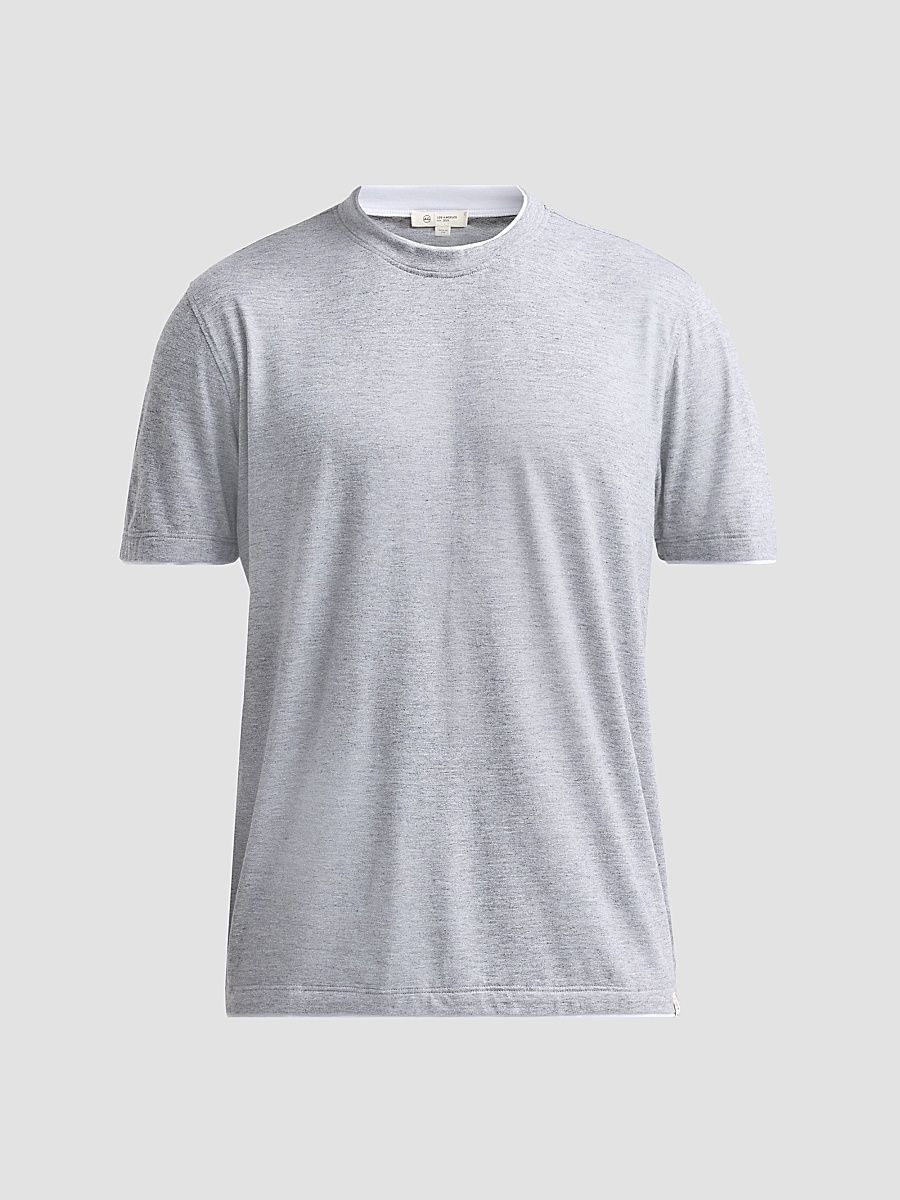 Men's Como Double-Layer Crewneck T-Shirt - Heather Grey True White - Size XXL