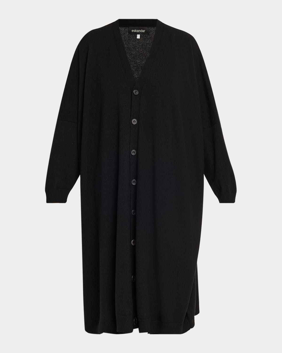 Cashmere Wide V Neck Cardigan - 3/4 Length