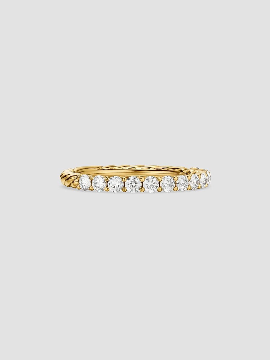 Women's Petite Pave Band Ring in 18K Yellow Gold - Gold - Size 9