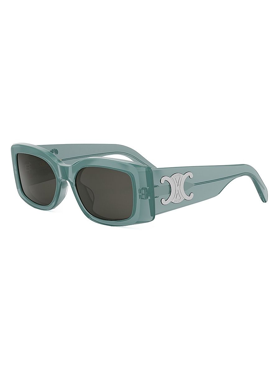 Men's Triomphe 53MM Rectangular Sunglasses - Transparent Teal Grey