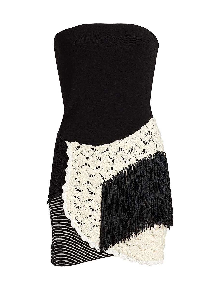 Women's Florence Strapless Knit Minidress - Black Ivory - Size XL