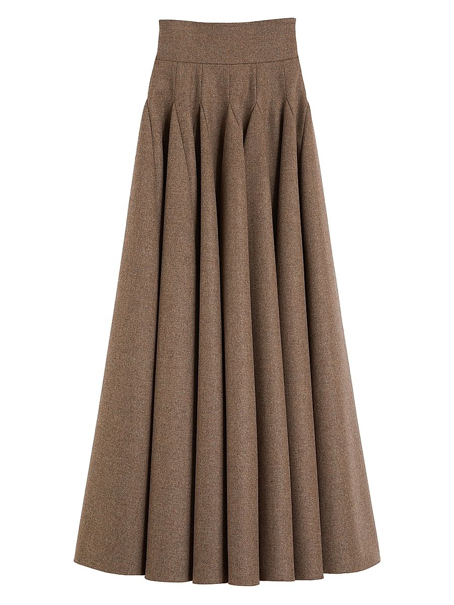 Women's Wide Wool Felt Skirt - Hazelnut Brown - Size 12