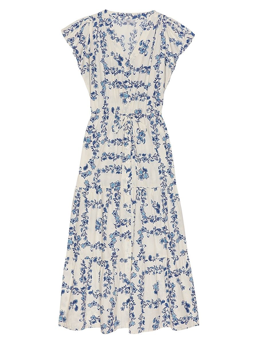 Women's Roza Floral Cotton Midi Shirtdress - Ceramic Floral - Size Large