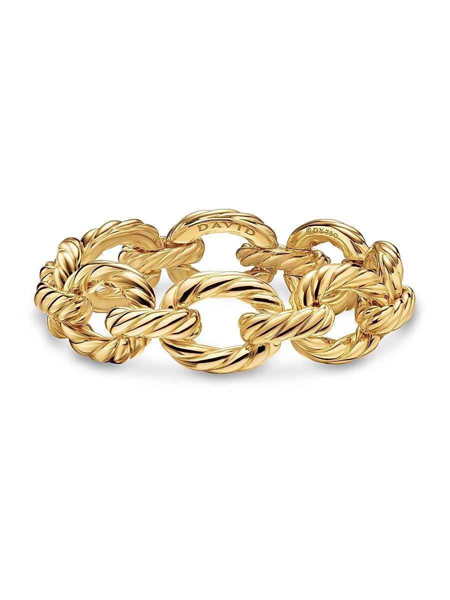 Women's Sculpted Cable Oval Link Bracelet in 18K Yellow Gold - Gold - Size Small